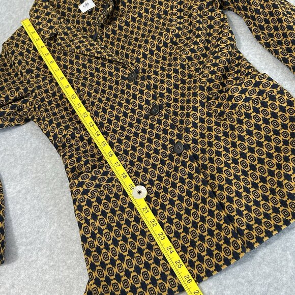 CAbi Kensington Proper Medallion Jacket Sz S VTG Knit Navy & Mustard - Picture 7 of 11